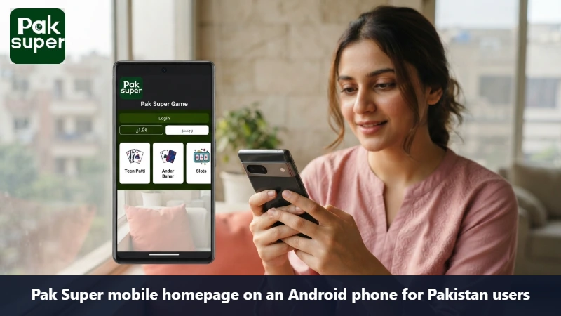 Pak Super mobile homepage on an Android phone for Pakistan users